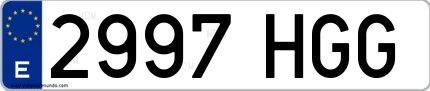 Ejemplo de matrícula española 2997 HGG