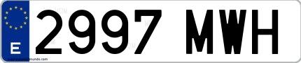 Ejemplo de matrícula española 2997 MWH