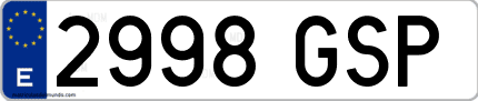 Ejemplo de matrícula de coche ordinaria 2998 GSP