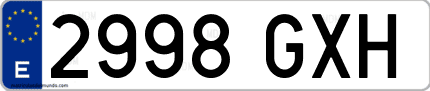Ejemplo de matrícula de coche ordinaria 2998 GXH