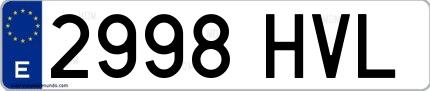 Ejemplo de matrícula española 2998 HVL