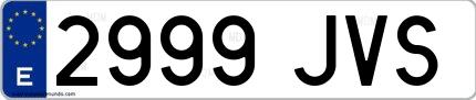 Ejemplo de matrícula española 2999 JVS