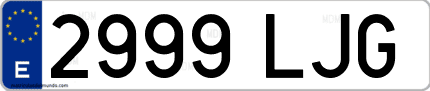 Ejemplo de matrícula de coche ordinaria 2999 LJG