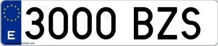 Ejemplo de matrícula española 3000 BZS