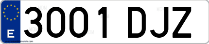 Ejemplo de matrícula de coche ordinaria 3001 DJZ
