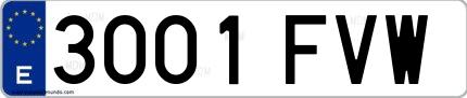 Ejemplo de matrícula española 3001 FVW