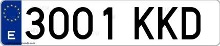 Ejemplo de matrícula española 3001 KKD