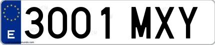 Ejemplo de matrícula española 3001 MXY