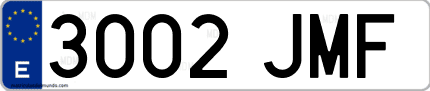 Ejemplo de matrícula de coche ordinaria 3002 JMF