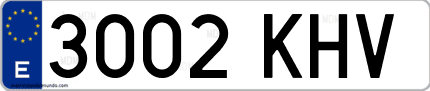 Ejemplo de matrícula de coche ordinaria 3002 KHV
