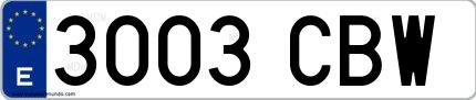 Ejemplo de matrícula española 3003 CBW