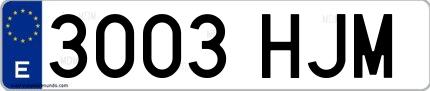 Ejemplo de matrícula española 3003 HJM