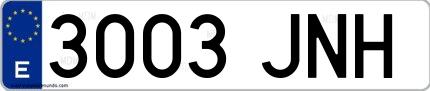 Ejemplo de matrícula española 3003 JNH