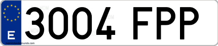 Ejemplo de matrícula de coche ordinaria 3004 FPP