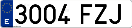 Ejemplo de matrícula de coche ordinaria 3004 FZJ