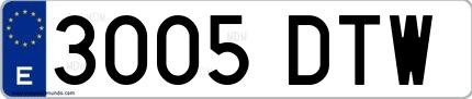 Ejemplo de matrícula española 3005 DTW