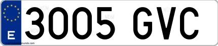 Ejemplo de matrícula española 3005 GVC