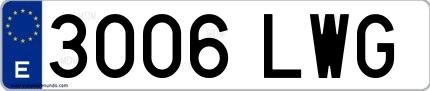 Ejemplo de matrícula española 3006 LWG