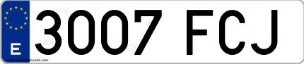 Ejemplo de matrícula española 3007 FCJ