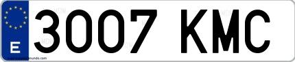 Ejemplo de matrícula española 3007 KMC