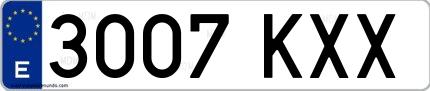 Ejemplo de matrícula española 3007 KXX