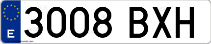 Ejemplo de matrícula de coche ordinaria 3008 BXH