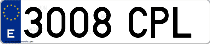 Ejemplo de matrícula de coche ordinaria 3008 CPL
