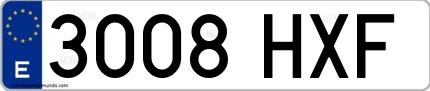Ejemplo de matrícula española 3008 HXF
