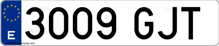 Ejemplo de matrícula de coche ordinaria 3009 GJT