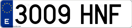 Ejemplo de matrícula de coche ordinaria 3009 HNF