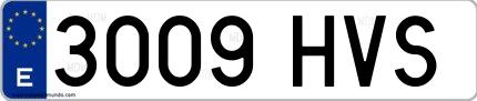 Ejemplo de matrícula española 3009 HVS