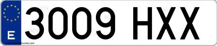 Ejemplo de matrícula española 3009 HXX