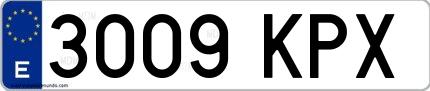 Ejemplo de matrícula española 3009 KPX