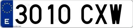Ejemplo de matrícula española 3010 CXW
