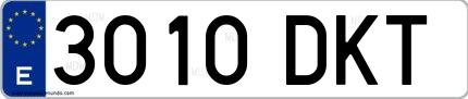 Ejemplo de matrícula española 3010 DKT