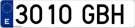 Ejemplo de matrícula española 3010 GBH