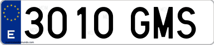 Ejemplo de matrícula de coche ordinaria 3010 GMS