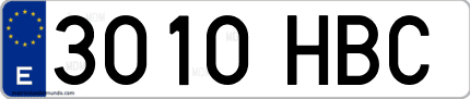 Ejemplo de matrícula de coche ordinaria 3010 HBC