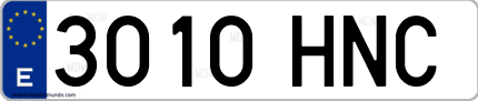 Ejemplo de matrícula de coche ordinaria 3010 HNC