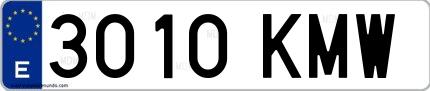 Ejemplo de matrícula española 3010 KMW