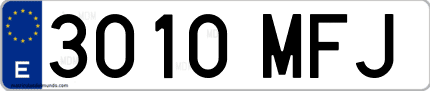 Ejemplo de matrícula de coche ordinaria 3010 MFJ