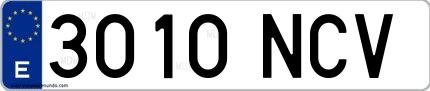 Ejemplo de matrícula española 3010 NCV