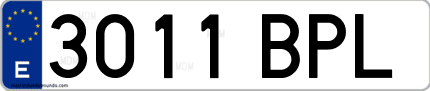Ejemplo de matrícula de coche ordinaria 3011 BPL