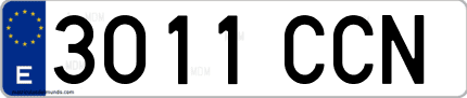 Ejemplo de matrícula de coche ordinaria 3011 CCN