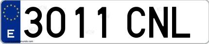Ejemplo de matrícula española 3011 CNL
