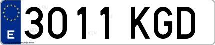 Ejemplo de matrícula española 3011 KGD