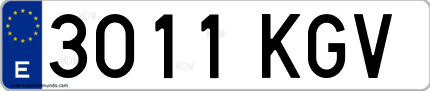Ejemplo de matrícula de coche ordinaria 3011 KGV