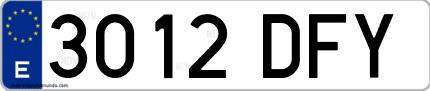 Ejemplo de matrícula de coche ordinaria 3012 DFY