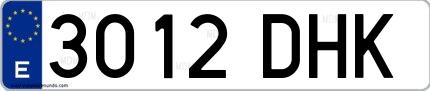 Ejemplo de matrícula española 3012 DHK