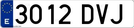 Ejemplo de matrícula española 3012 DVJ